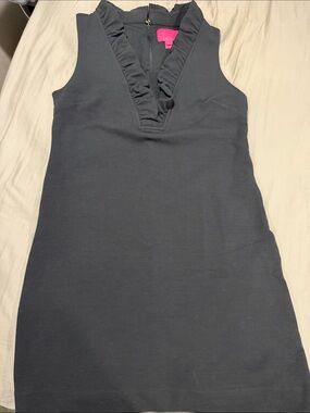 Lilly Pulitzer Black Ruffle V-Neck Sleeveless Dress
